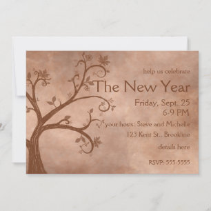 Rosh Hashanah Rustic Autumn Tree Invitation
