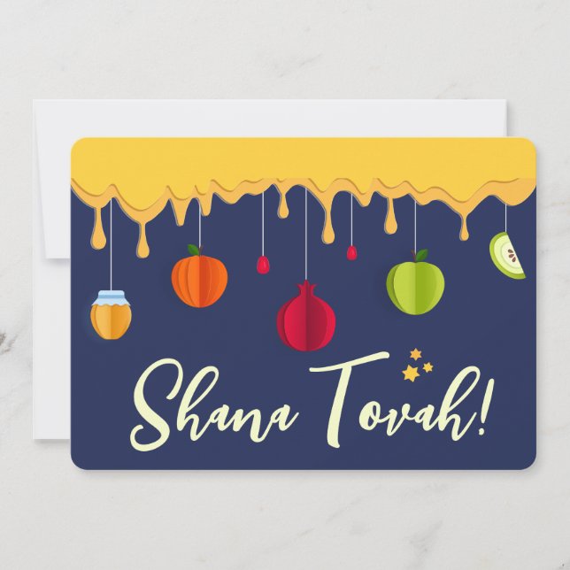 Rosh Hashanah SHANA TOVAH Script Jewish New Year Holiday Card (Front)