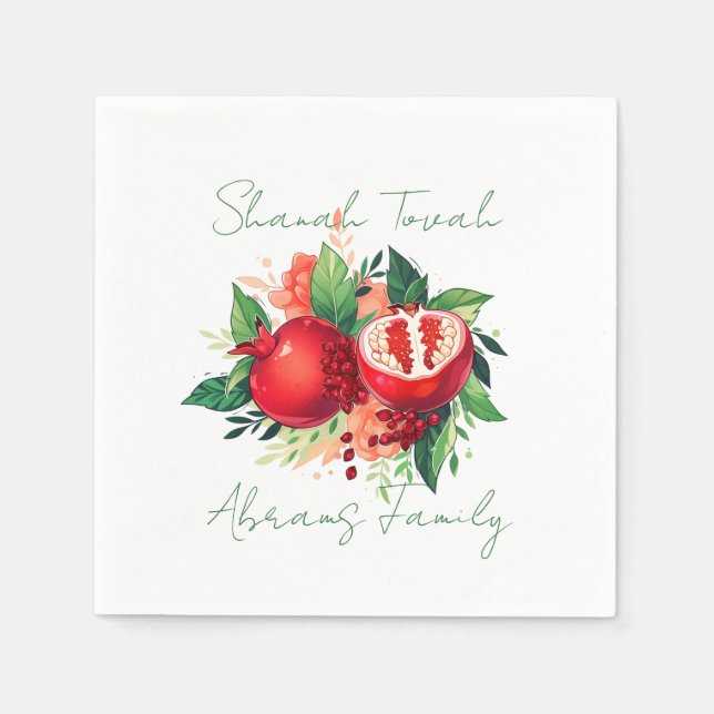 Rosh Hashanah Shanah Tovah Pomegranate Napkins (Front)