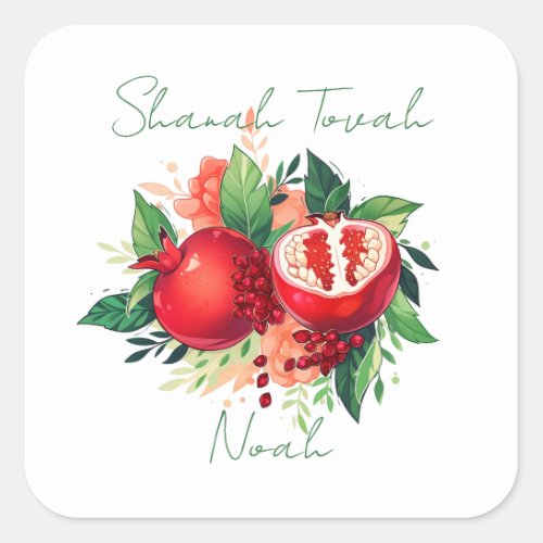 Rosh Hashanah Shanah Tovah Pomegranate Square Sticker