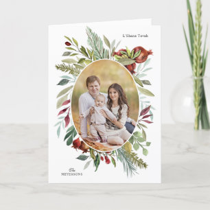 ROSH HASHANAH WATERCOLOR FOLIAGE PHOTO GREETING CARD