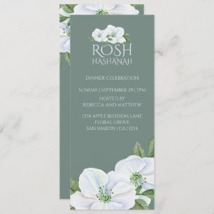 Rosh Hashanah White Apple Blossom Invitation