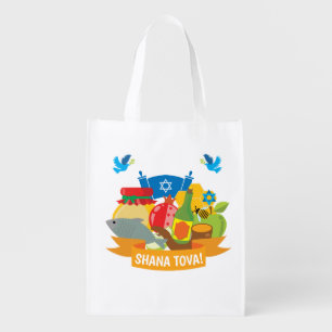Rosh Hashanah with custom text Grocery Bag