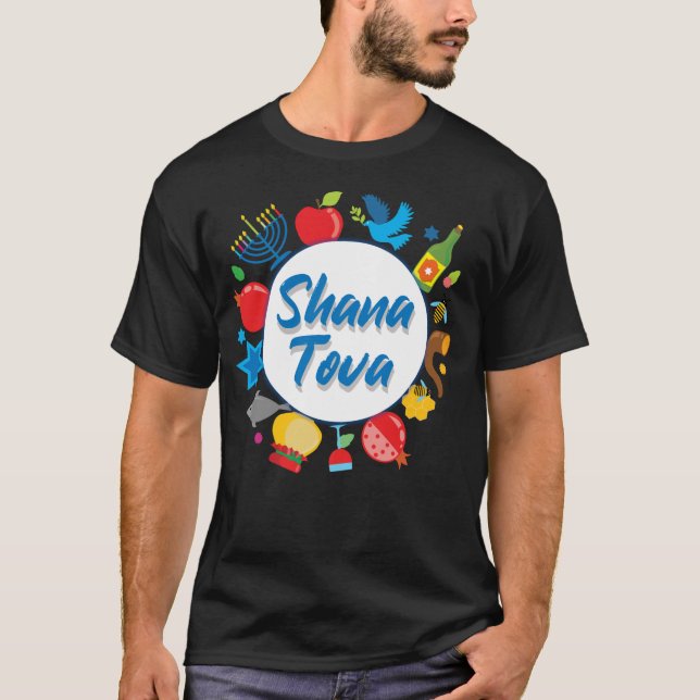 🍯 🍎🐟 Rosh Hashanah with Shana Tova T-Shirt (Front)