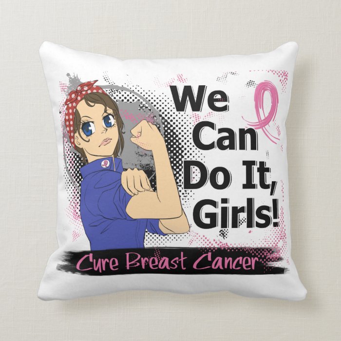 Rosie Anime WCDI Breast Cancer Throw Pillow