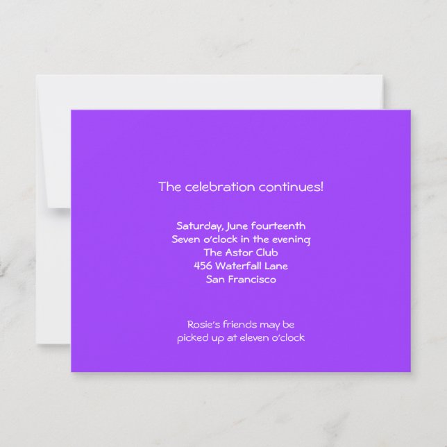 Rosie Bat Mitzvah Sweet 16 Reception Invitation (Front)