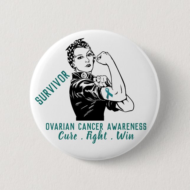 Rosie Fights Ovarian Cancer Survivor Button (Front)