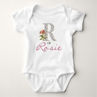 Rosie Name Reveal Floral Letter R Vintage Flower