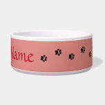 Rosie Pink Paw Print Personalized Pet Bowl<br><div class="desc">Rosie Pink with Dark Pink Text Paw Print Personalized Pet Bowl</div>