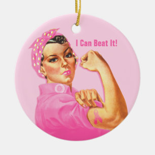 Rosie Riveter Custom Cancer Ceramic Ornament