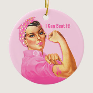 Rosie Riveter Custom Cancer Ceramic Ornament