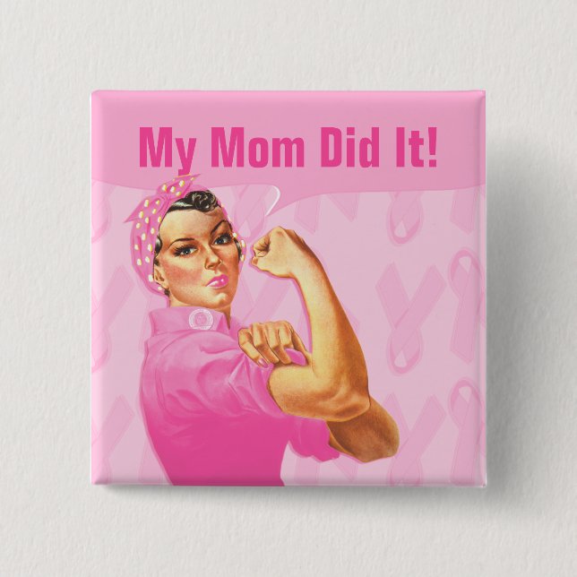 Rosie Riveter Custom Cancer Pinback Button (Front)