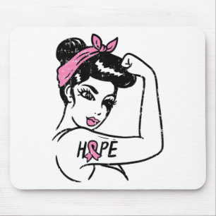 Rosie Riveter Hope Fighting Breast Cancer Awarenes Mouse Pad