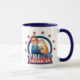 Rosie Riveter Proud American Ringer Mug