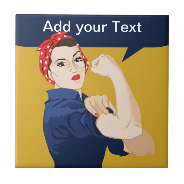 Rosie Riveter Strong Woman Ceramic Tile (Front)