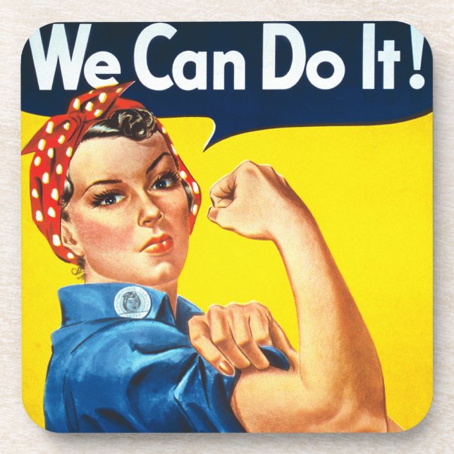 Rosie Riveter Vintage Propaganda Coaster (Front)