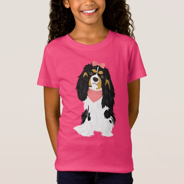 Rosie The Pink Cavalier King Charles Spaniel T-Shirt (Front)