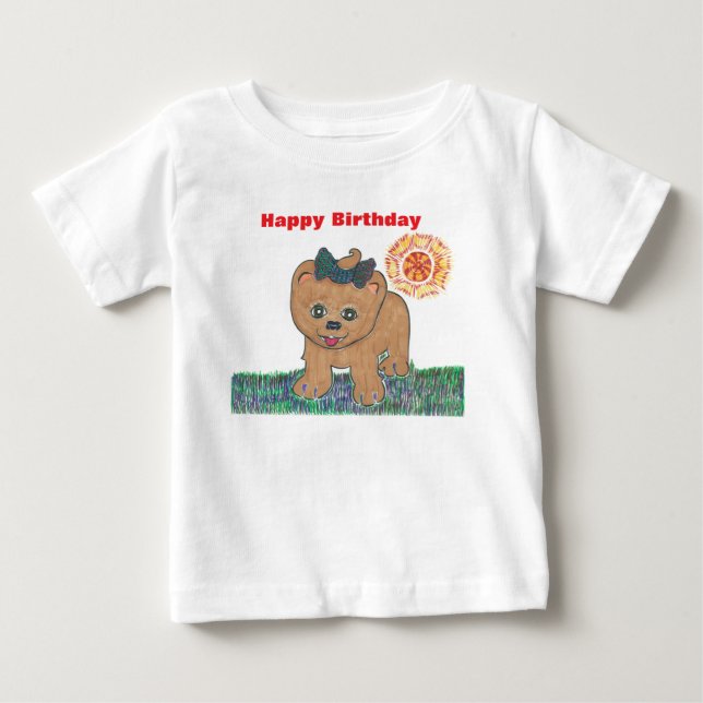 Rosie The Pomeranian Puppy Baby T-Shirt (Front)