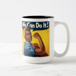 Rosie the Riveter African American Lady Two-Tone Coffee Mug