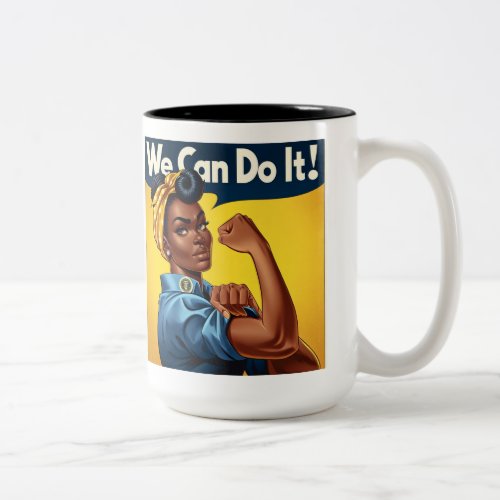 Rosie the Riveter African American Lady Two_Tone Coffee Mug
