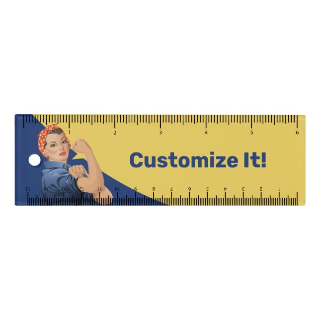 Rosie the Riveter Black Ink Pen Ruler (Front)