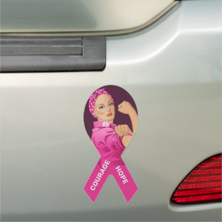 Rosie the Riveter Breast Cancer Awareness Car Magnet