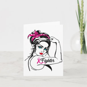 Rosie The Riveter Breast Cancer Awareness Card