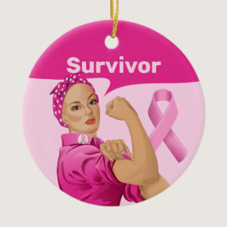 Rosie the Riveter Breast Cancer Awareness Ceramic Ornament
