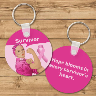 Rosie the Riveter Breast Cancer Awareness Keychain