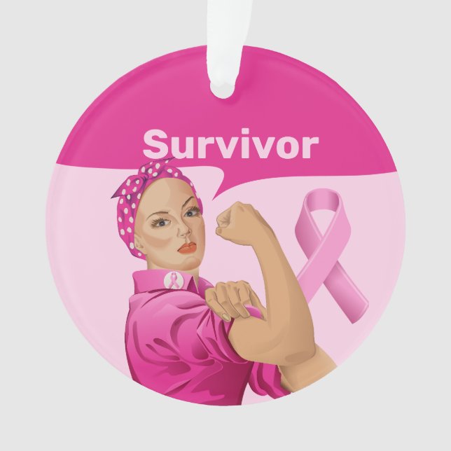 Rosie the Riveter Breast Cancer Awareness Ornament (Front)