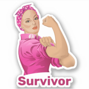 Rosie the Riveter Breast Cancer Awareness Sticker