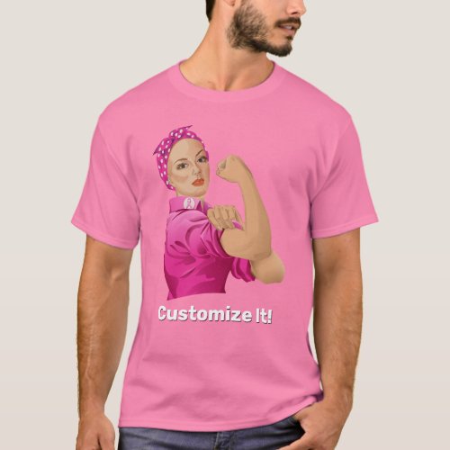 Rosie the Riveter Breast Cancer Awareness T_Shirt