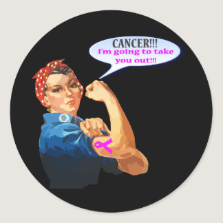 Rosie the Riveter Breast Cancer Charity Design Classic Round Sticker