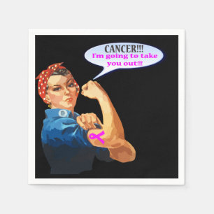 Rosie the Riveter Breast Cancer Charity Design Paper Napkins