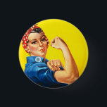 Rosie the Riveter Button<br><div class="desc">J. Howard Miller's "We Can Do It!", commonly referred to as Rosie the Riveter Button In 1942, Pittsburgh artist J. Howard Miller was hired by the Westinghouse Company’s War Production Coordinating Committee to create a series of posters for the war effort. One of these posters became the famous “We Can...</div>