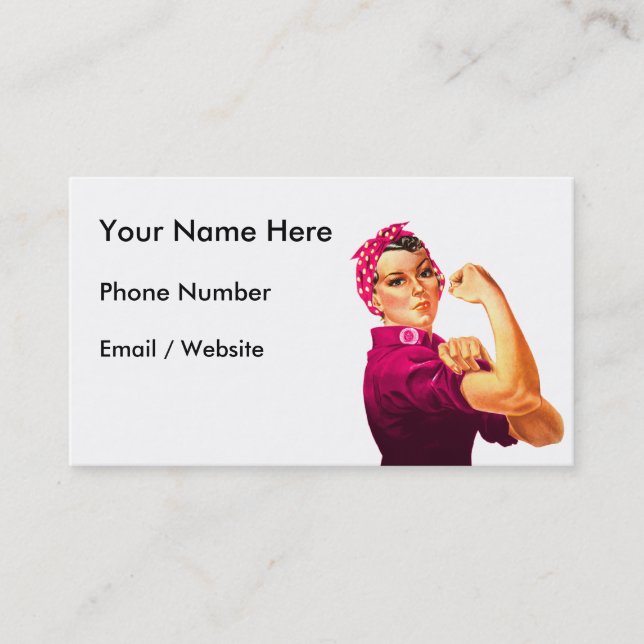 Rosie The Riveter - Cancer Pink Business Card (Front)