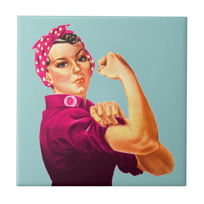 Rosie The Riveter - Cancer Pink Ceramic Tile | Zazzle.com