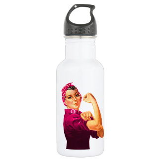 Rosie The Riveter - Cancer Pink Water Bottle