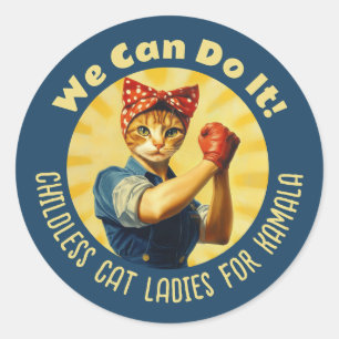 Rosie The Riveter Cat Ladies For Kamala Harris Classic Round Sticker