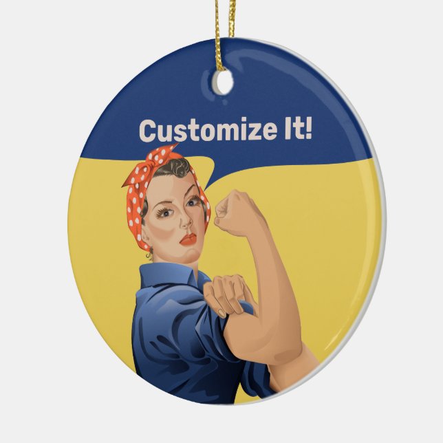 Rosie the Riveter Ceramic Ornament (Left)