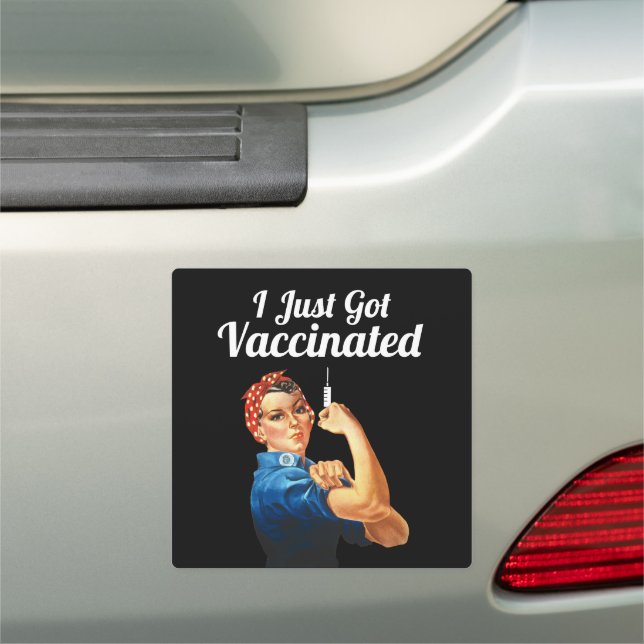 Rosie the Riveter Covid-19 Vaccine Vaccinated Car Magnet (In Situ)