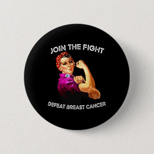 Rosie The Riveter Defeat Breast Cancer Awareness D Button