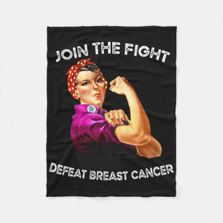 Rosie The Riveter Defeat Breast Cancer Awareness D Fleece Blanket