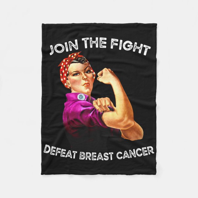 Rosie The Riveter Defeat Breast Cancer Awareness D Fleece Blanket (Front)