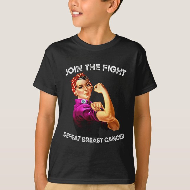 Rosie The Riveter Defeat Breast Cancer Awareness D T-Shirt (Front)