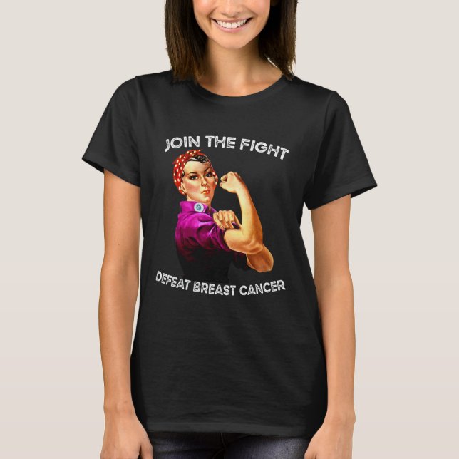 Rosie The Riveter Defeat Breast Cancer Awareness D T-Shirt (Front)