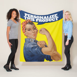 Rosie the Riveter easy to personalize Fleece Blanket