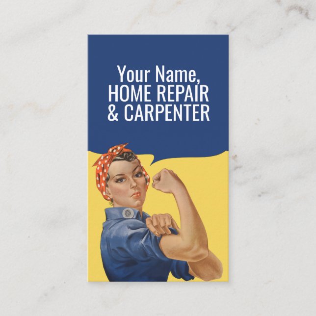 Rosie The Riveter Female Home Repair Carpenter Business Card (Front)