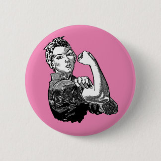 Rosie-The-Riveter Feminist Line-Art Graphic Button