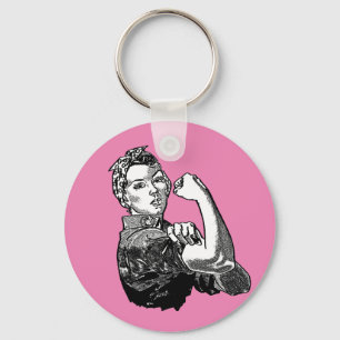 Rosie-The-Riveter Feminist Line-Art Graphic Keychain